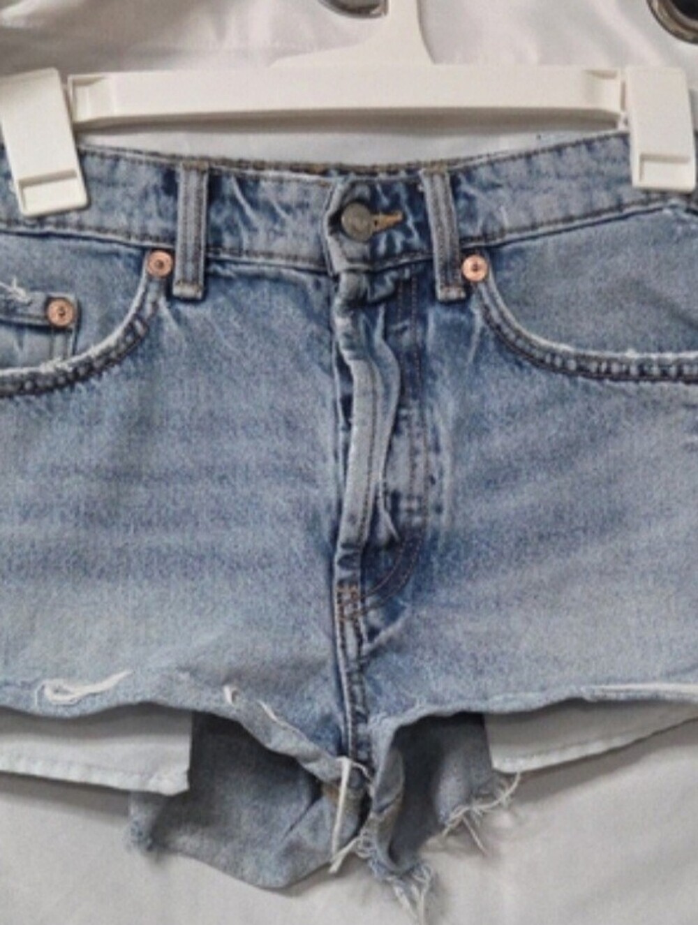 Zara Light Blue Distressed Denim Cutoff Shorts Size 0 [1701]
